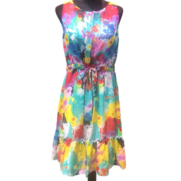 New Directions Bright Watercolor Dress size 10 - Picture 7 of 10